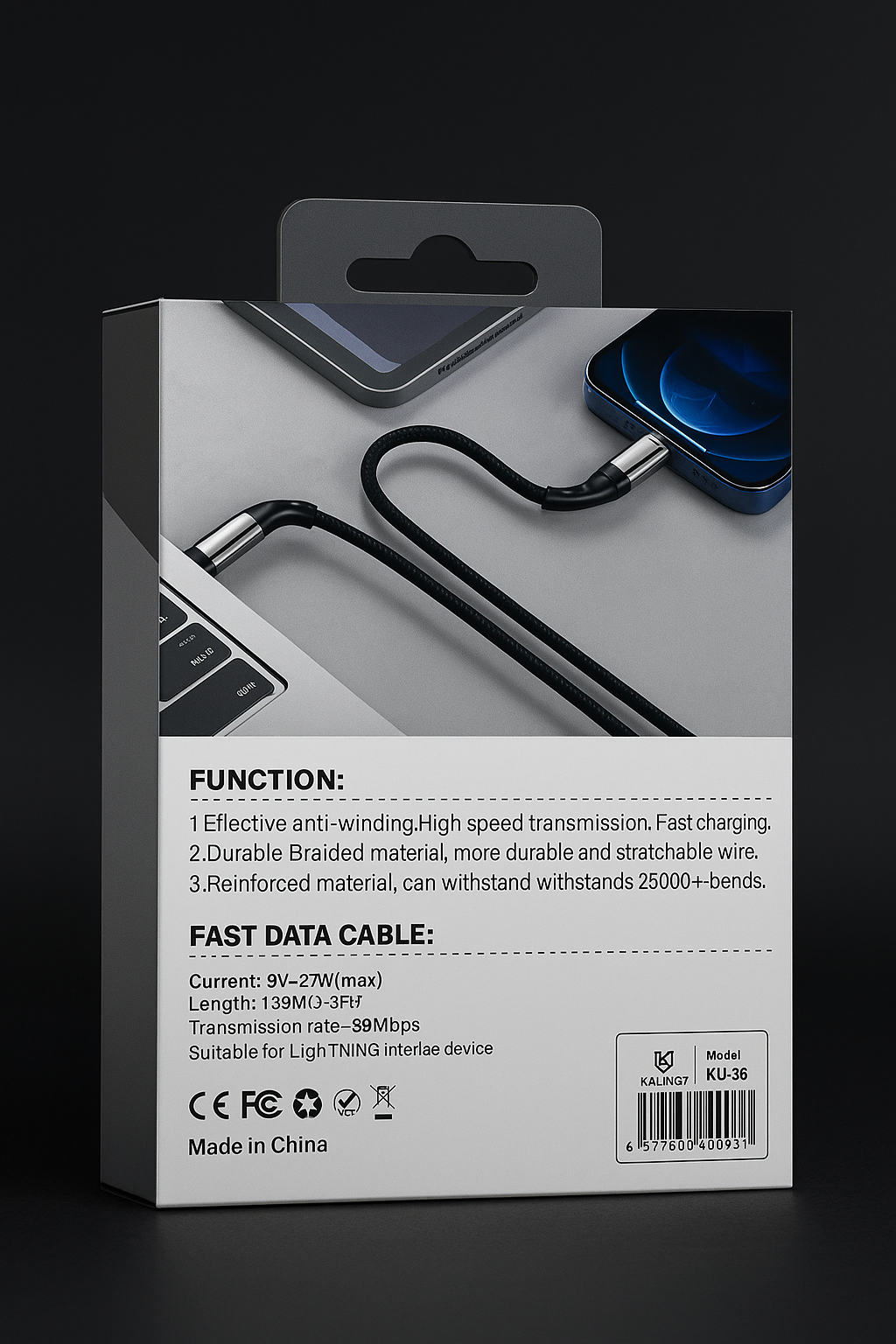 Kaxinsi KU-96 Type-C to Lightning Fast Data Cable with LED Display