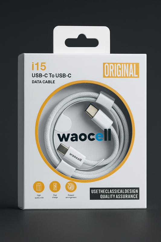 Waocell Type-C to Type-C Cable – Fast Charging & Data Transfer Cord (Compatible with iPhone 16/16 Pro/15 Plus/15 Pro, MacBook, iPad, Samsung Galaxy )