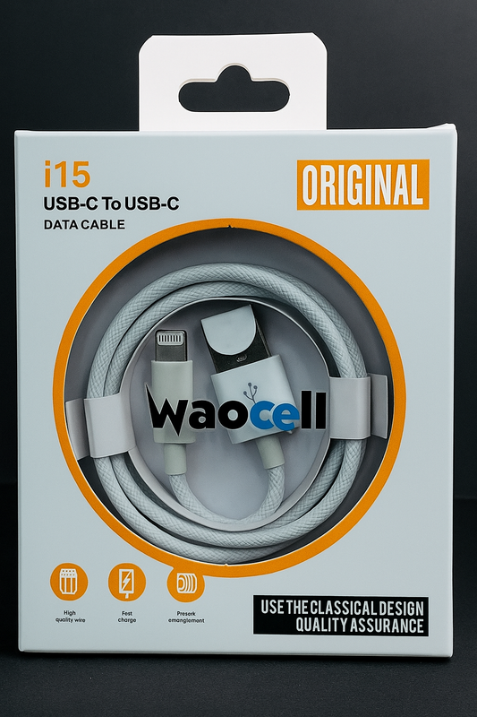 Waocell USB to Lightning Cable – Fast Charging & Durable Design (Compatible with iPhone, iPad, iPod – White, 1m)